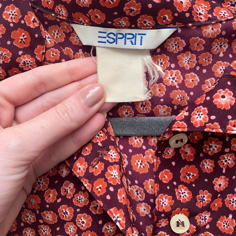 Vintage 90s Esprit Collared Floral Dress - Picture 2 of 6